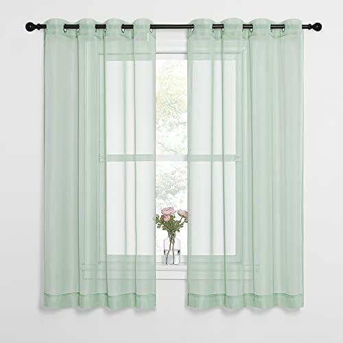 NICETOWN Sheer Curtains for Bedroom Windows, Grommet Top Voile Sheer Country Style Curtain Drapes Light and Airy Drapes for Children Room/Nursery, Sage Green, W54 x L63, 1 Pair