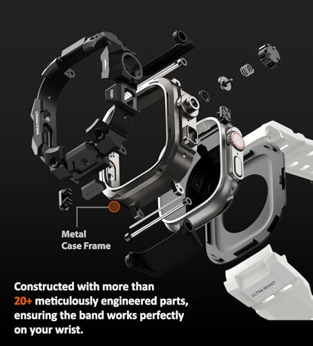 Image of ULTIMAL Rugged Case with Band for Apple Watch 49mm,Compatible with Apple Watch Ultra 3 /2 /1, Military Grade Shockproof Bumper Cover for iWatch Tactical Band Men (49mm,White)