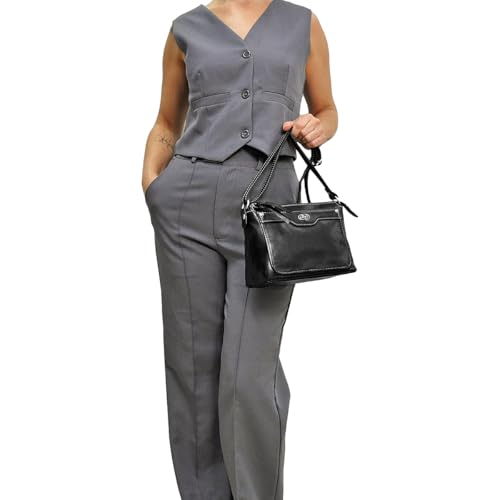Bolsa Transversal PARMA em Couro Galvani (Preto)