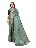 Mujer india étnica tradicional función mujer desgaste sari pesado zarkan frontera sari bordado terciopelo blusa 3140, verde