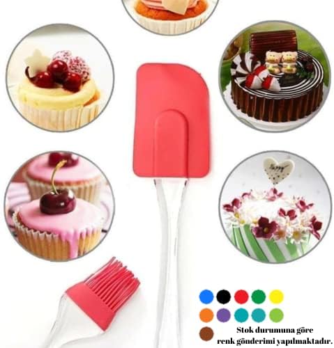 Easyso Silikon Spatula Seti 2in1 // Isıya Dayanıklı & BPA İçermez // 2 Parça Yapışmaz, Pişirme, Karıştırma, Yağlama ve Sonrası - Bulaşık Makinesinde Yıkanabilir Mutfak Gereçleri Çok Renkli Günlük Kullanım - Görsel 4