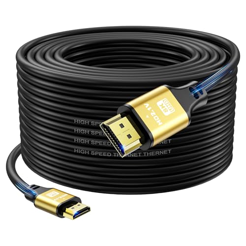 jojobnj 20M Cable HDMI Long, 8K@60Hz 4K@120Hz, Câble HDMI 2.1 Ultra HauteVitesse avec Connecteurs Plaqués Or, Boîtier en Aluminium Pour TV/Moniteur/Projecteur/Jeux vidéo/Ordinateur/Cinéma Maison
