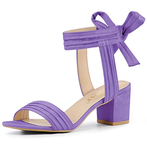 Image of Allegra K Women's Open Toe Ankle Tie Back Block Heels Sandals