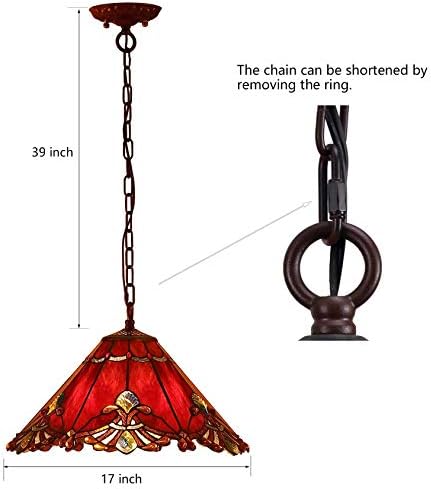 A Bieye L30059 Tiffany style pendant light hanging from a ceiling, casting a warm glow in a beautifully decorated living room.