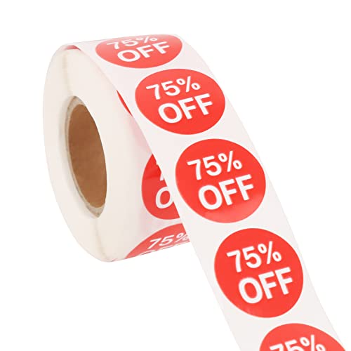 Muka 500 PCS 0.75 Inch Percent Off Stickers Waterproof Permanent Self-Adhesive Discount Stickers-75%Off / Red
