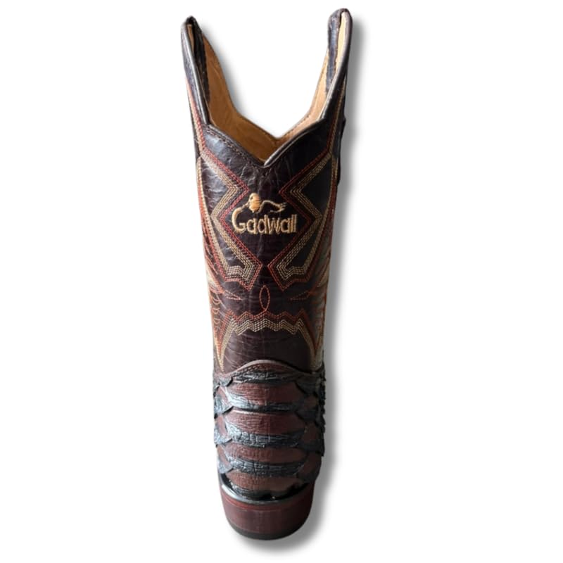 Image of Men's Alex Exotic Caiman Python Western Cowboy Boots Square Toe Pull On Tall Shaft bota de vaquero para hombre