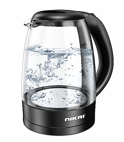 غلاية كهربائية بوعاء من الزجاج وهيكل زجاجي شفاف من نيكاي، قدرة 22...