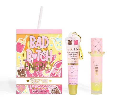 P Louise Bad B Energy Lip Duo Set with Lip Conditioner and Oil Nourishing Hydration for Dry Lips- Sweets Edition (Fizzy Pop)