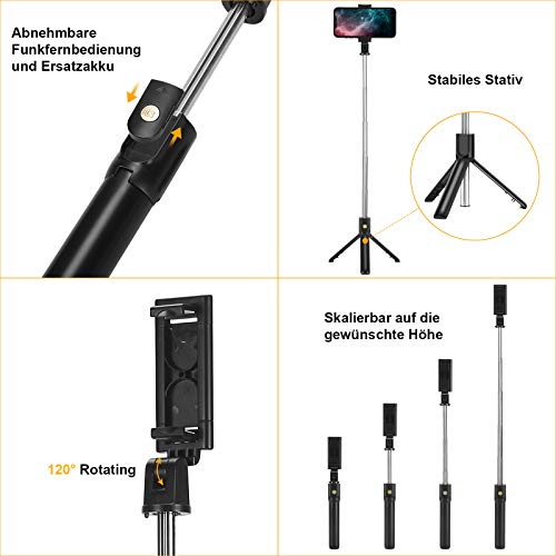 Bluetooth Selfie Stick Stativ, AlBetter 3-in-1 Mini Selfie Stick mit Abnehmbarer Bluetooth Fernbedienung, geeignet für… – Bild 5