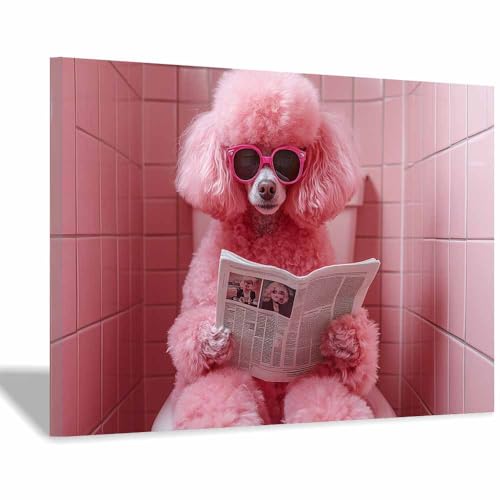 Caniche rose toile encadrée de qualité supérieure tableau animaux moderne 60x90cm