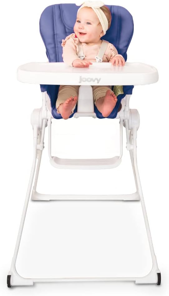 Joovy Nook NB High Chair Featuring Four-Position Adjustable Swing Open Tray, 3-Position Reclining Seat, and Front Wheels for Added Mobility - Folds Down Flat for Easy Storage, Slate