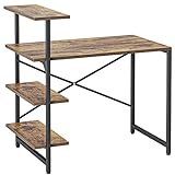 CubiCubi Small Computer Desk with Shelves 40 Inch, Home Office Desk, Study Writing Office Table, 3 Tier Shelf, Brown