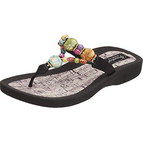Grandco Women's 24770G Molded Sole Beach Thong Sandals, Black, 6 #TOP7
