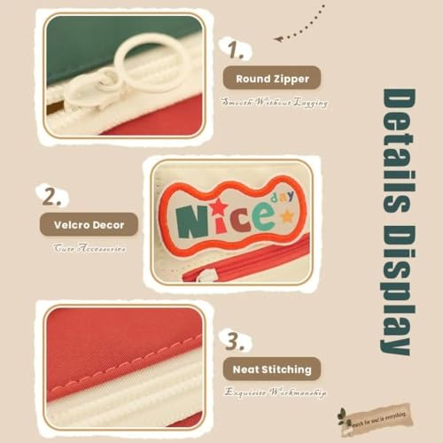 Image of Retro 6-Compartment Pencil Pouch for Students | Huge Spacious Multi-Layer Oxford Fabric Stationery Organizer | Zippered Pocket Case for School Best Gift Pouch