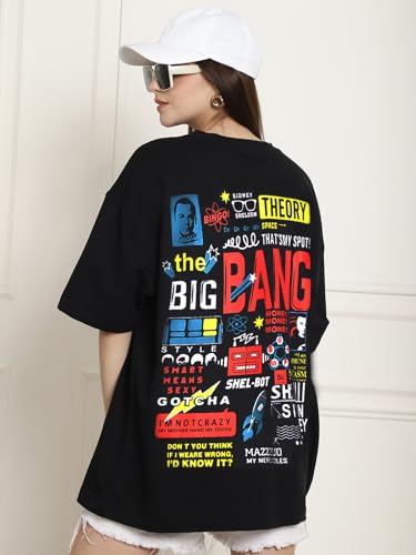 Image of Style Go Pure Cotton Oversized Baggy Fit Drop Shoulder Aesthetic & Cool Graphic Printed Half Sleeve Tshirt for Women || Trendy Tees || Casual Loose Korean T-Shirt (Pack 2)