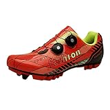 HAOLIN Neueste Professionelle Fahrradschuhe MTB Bike Selbsthemmende Mountainbike-Schuhe Atmungsaktive Rennrad-Sportschuhe,Orange-42