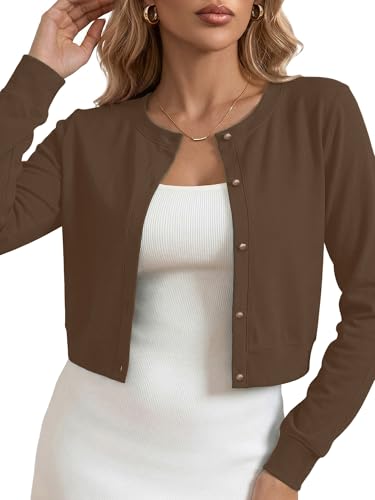 Image of Heymoments Women's Thin Shrugs Long Sleeve Lightweight Cropped Tops Open Front Cardigan for Dress S-2XL