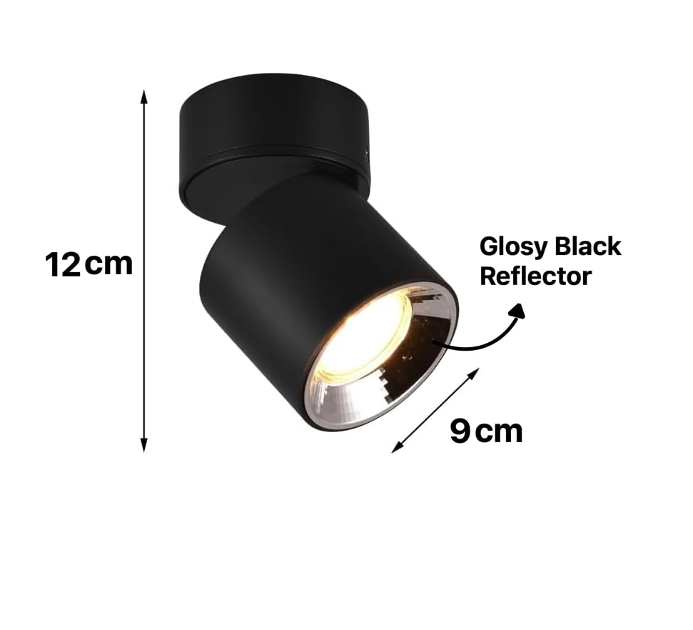 Image of Groeien 18W LED |360Rotatable Surface Light | COB Black Body Cylindrical Surface Light for Living Room, Corridor, Kitchen, Home, Office, Showroom, Indoor & Outdoor Lighting(Warm White)