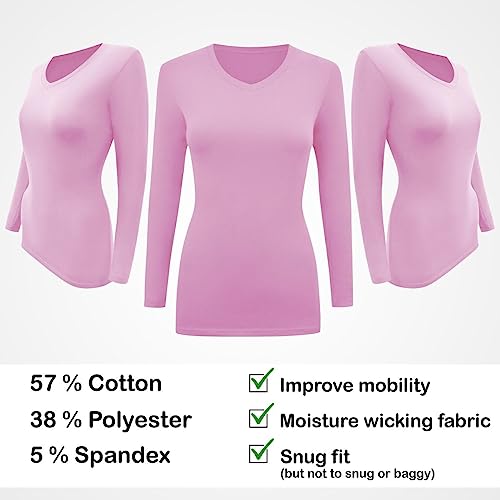 BaHoki Essentials Long Sleeve V-Neck Undershirts - Great Stretch and Layering Piece - 2 Pack3