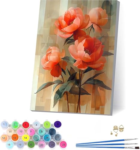 数字油絵 花 大人用 DIY ペイントバイナンバー 抽象的な 手塗り 絵 デジタル油絵セット ブラシとアクリル絵具付き 数字塗り絵 大人のクラフトアクティビティ Paint by Numbers ホーム オフィス装飾 誕生日プレゼント女性 70x95cm