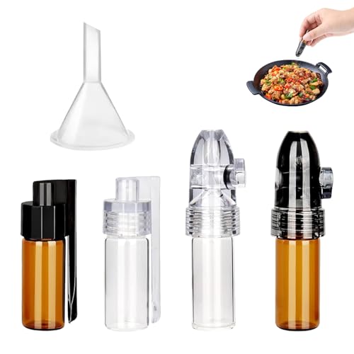 5 Piezas Botella Especias en Polvo, Mini Botella Vidrio Hermética con Cuchara y Embudo, Dosificador Cristal Portátil Pequeñas para Condimentos Pimienta y Especias, Dispensadora Color Marrón y Blanco 5 Piezas Botella Especias en Polvo, Mini Botella Vidrio Hermética con Cuchara y Embudo, Dosificador Cristal Portátil Pequeñas para Condimentos Pimienta y Especias, Dispensadora Color Marrón y Blanco