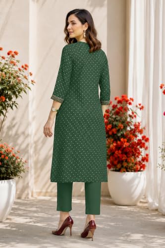 Image of MIRCHI FASHION Women's Straight Fit Rayon Sequins Embroidered and Polka Dots Printed Kurti Only