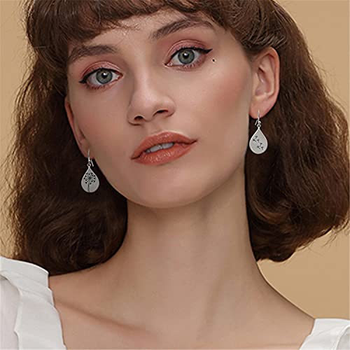 ANDPAI Handmade Lightweight 925 Sterling Silver Dandelion Dangle Drop Earrings for Women Teen Girls Water Drop Vintage Silver Flower Mountain Tree Dangle Earrings Jewelry Gifts for Mom Lover 6