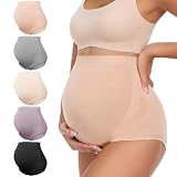 Summer Mae Maternity Underwear Viscose Derived from Bamboo, High Waist Soft Breathable Seamless Pregnancy Panties Over Bump X-Large 5PC