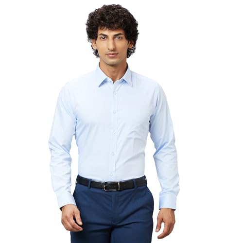 Image of Raymond Men's Pure Cotton Structure Pattern Slim Fit Semi Cutaway Collar Full Sleeve Formal Shirt