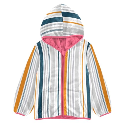 GuoChe orange Gray Stripes Baby Girl Fleece Jacket