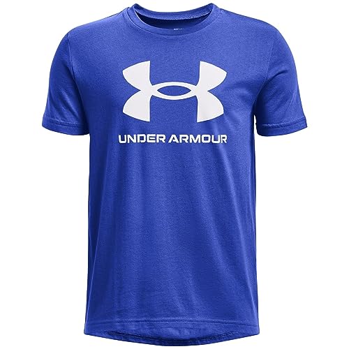 Under Armour Sportstyle Logo Short Sleeve T-Shirt, Blue/White, Boy's Medium