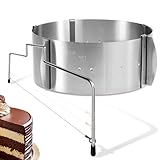 Menz Set Tortenring verstellbar hoch 8,5 cm + Tortenschneider höhenverstellbar - 2-teiliges Edelstahl Torten-Zubehör Set, Backset, Backzubehör für die Zubereitung von Schichttorten
