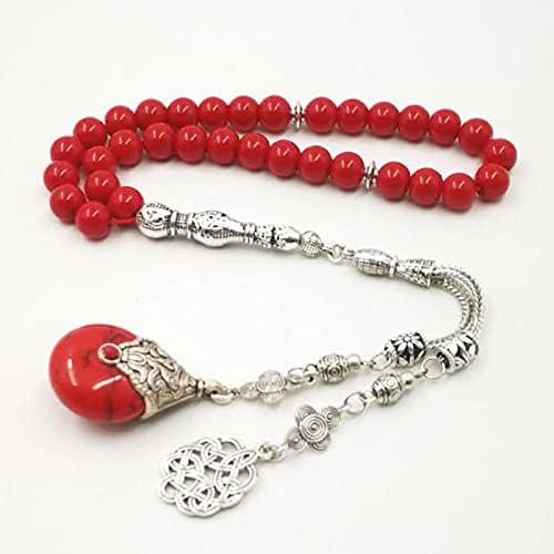 Women's Tasbih Natural Red Stone Muslim Prayer Beads 33 45 66 99 Misbaha Rosary Bead Islamic Eid Gift (10mm x 99beads)