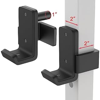 SELEWARE Solid Steel J Hooks for 2" x 2" Tube Power Cage with 1" or 5/8" Hole Squat Rack Attachment, J-Hook Barbell Holder for Power Rack, Set of 2 1500LBS (680 kg) Capacity