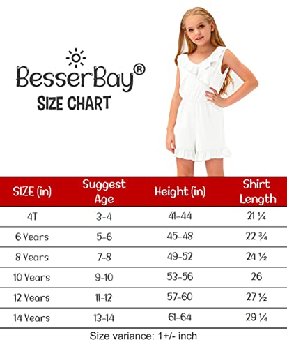 Besserbay Big Girls Summer Casual Romper Ruffled Trim White Jumpsuit 13-14 Years #TOP6