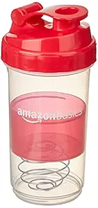 amazon basics Sports Shaker Bottle with Storage Compartment and Blender Ball