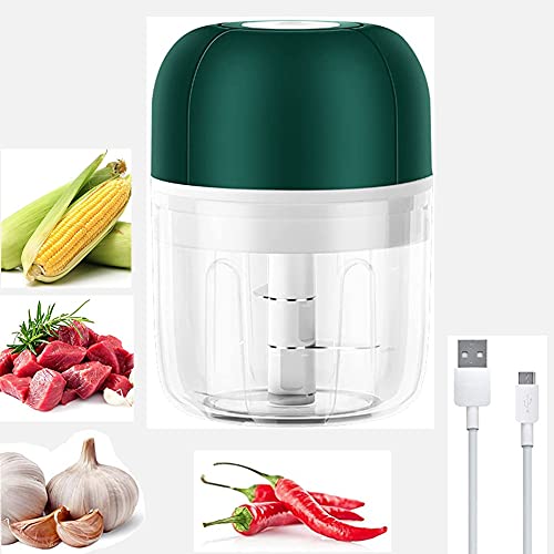 BoYeeBo Mini hachoir électrique sans fil rechargeable pour légumes, gingembre, ail, oignon, épices, piment (vert foncé) Cover