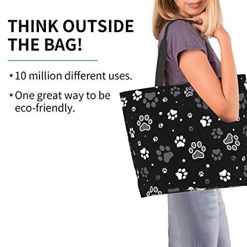 Dog Paw Tote Bag For Women Large Paw Print Bags Portable Beach Bag Reusable Grocery Bags Waterproof Sandproof Shoulder Handbag Aesthetic For Travle Gifts Work Weekend Gym Office Shopping School #TOP5