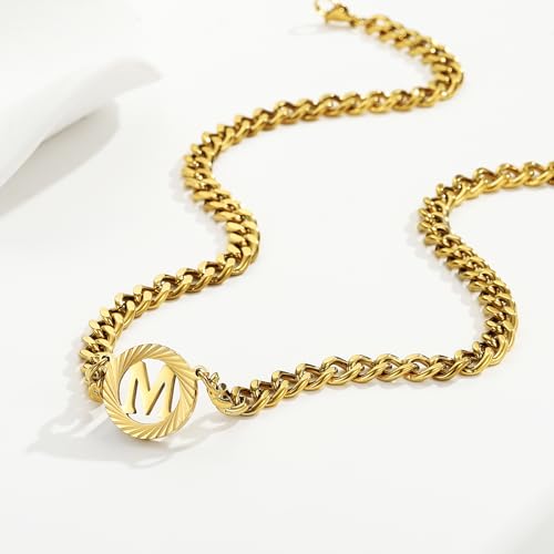 Stainless Steel 18K Gold Initial Necklace Gifts for Men Women A-Z Letter Pendant 20+3 Inch Chain Birthday Christmas Valentine Graduation Anniversaries for Him Her2