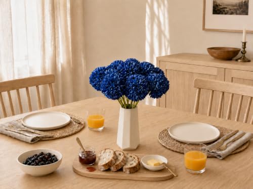 Image of Mandy's 12pcs Artificial Royal Blue Ball Chrysanthemum Flowers
