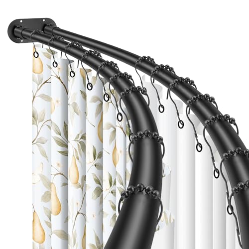 Anndason Double Curved Shower Curtain Rod 42 to 72 Inches Elegant Double Shower Curtain Rod Adjustable Wall Mounted Double Shower Curtain Pole for Bathroom (Black 42 to 72)