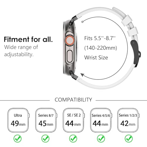 Image of WINGLE AP Luxury Bands for Apple Watch Band Ultra 3 /2 /1 Band Ultra 49mm Series 11 10 46mm 45mm 44mm 42mm SE 3 /2 /1 Series 9 8 7 6 5 4 3 2 1 Men Women, Silicone Rubber Metal Adapter Sport iWatch Bands