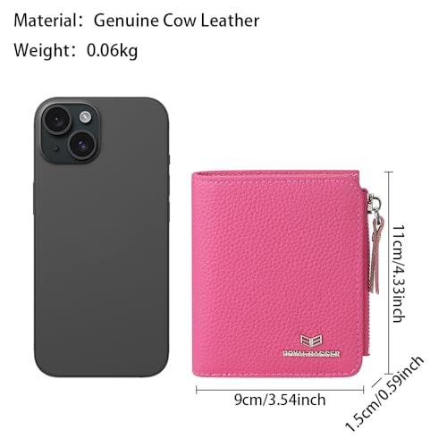 RFID Blocking Genuine Leather Short Wallet for Women - Slim Bifold Coin Purse, Fashionable & Simple Design 3201 (Royal Blue)3