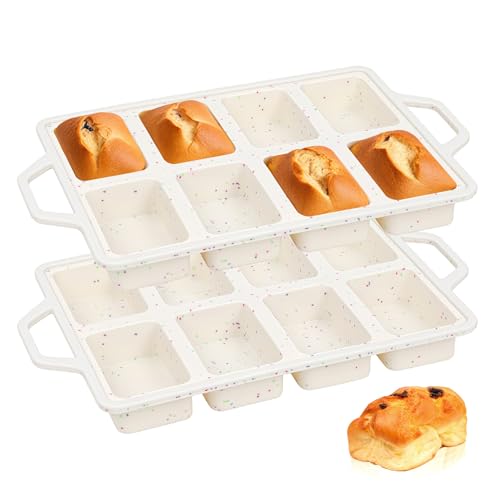 Comparison: Best Mini Loaf Pan 11 SJ Silicone Mini Loaf Pans with Metal Reinforced Frame-2 Pack, Non-stick Silicone Mini Bread Loaf Pans for Baking 8-Cavity, Tiny Banana Bread Set, Dishwasher Safe Brownie Pan-Cream