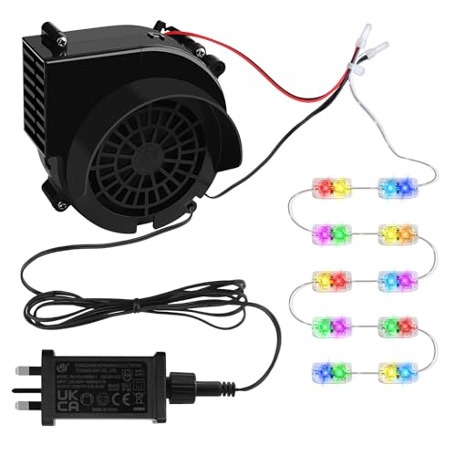 Kalolary 2.5A Replacement Air Blower for Inflatables, Inflatable Air Fan Blower with 12v/3A Adapter & 10 Colorful Changing LED Lights, Halloween Christmas Inflatable Outdoor Decorations Fan Blower Set
