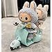 Liotww Motorcycles Scooter Toy Doll - with Light and Music, Cute Have a Seat Accessories, Interactive Rotating Decor Desktop Ornaments for Collectors (Blue)
