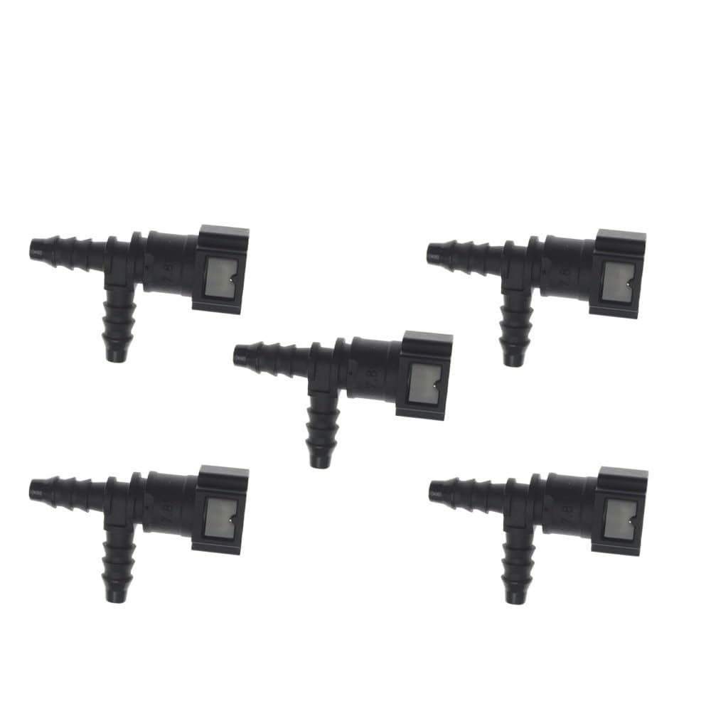 Jhjozsw 5 Pcs 1/2/5/10 Car Fuel Line Tee Connector Hose Coupler 7.89 Id6 Rubber Nylon Oil Pipe Connect Disconnect Release Pa12(5 Pcs)