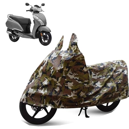 Image of Sulfar Bike Cover for TVS Jupiter (125 Connected) | Waterproof, Dustproof & UV Protected | All Weather Two Wheeler Cover (Army Green) New 2026 Variants
