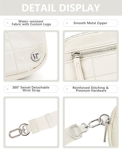 Image of Wallet Wristlet for Women, RFID Wallet Keychain with Dual Pocket (Beige)