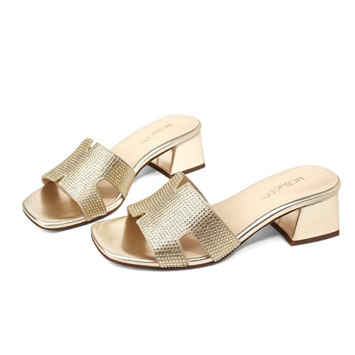 Image of Women's Chunky Open Toe Low Block Heels Kitten Dressy Heels for Women Low Heel Sandals for Women Summer Comfy Heels
